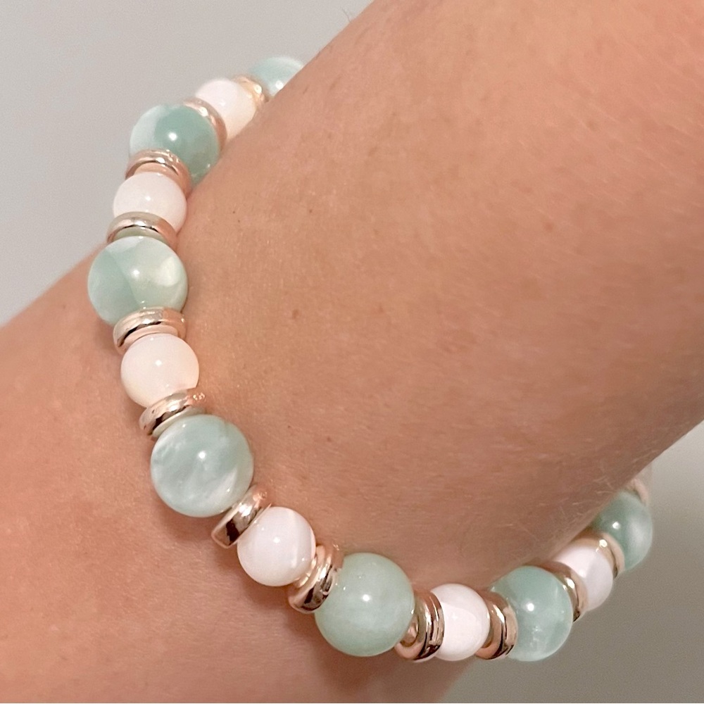 Moonlight 🌙 Angelite & Mother of Pearl Bracelet